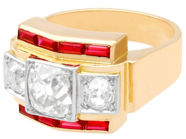 Gold Art Deco Ruby and Diamond Ring