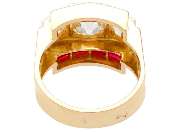 Gold Art Deco Ruby and Diamond Ring back