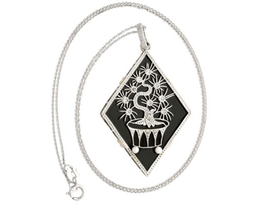 Onyx Panel Pendant with Diamonds