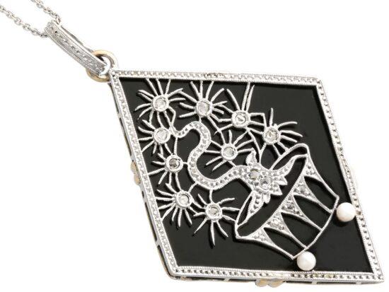 Onyx Panel Pendant with Diamonds