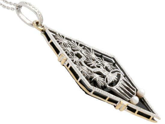Onyx Panel Pendant with Diamonds