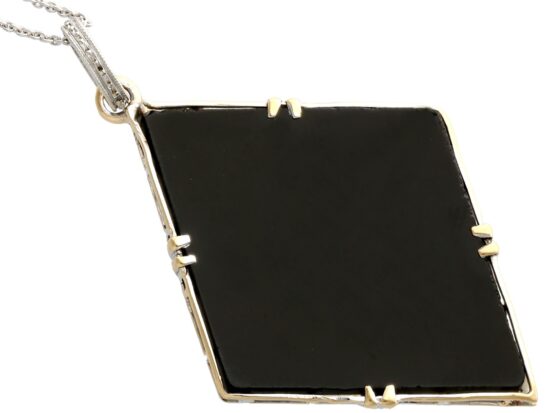 Onyx Panel Pendant with Diamonds reverse