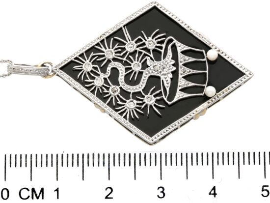 Onyx Panel Pendant with Diamonds size
