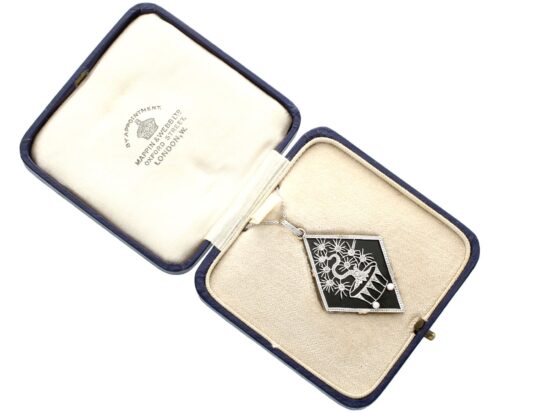 Onyx Panel Pendant with Diamonds boxed