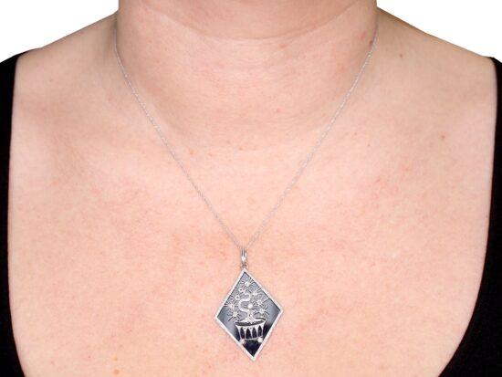 Onyx Panel Pendant with Diamonds wearing