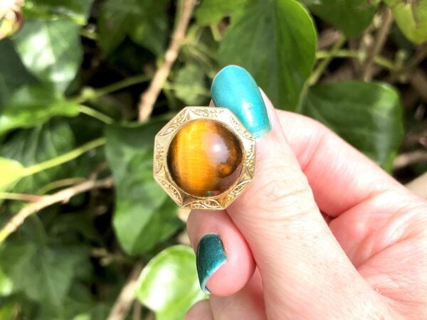 vintage gold tigers eye cufflinks
