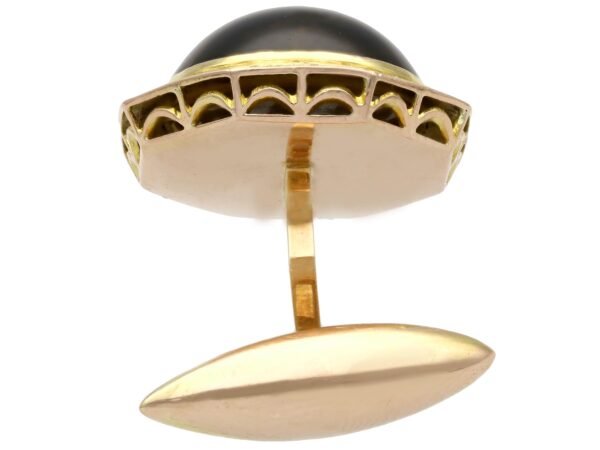 yellow gold tigers eye cufflink