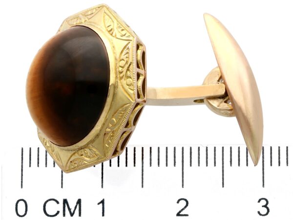 size of tigers eye cufflinks in gold