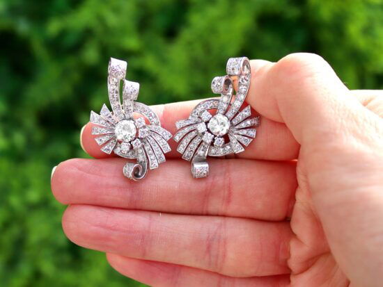 art deco diamond earrings outside