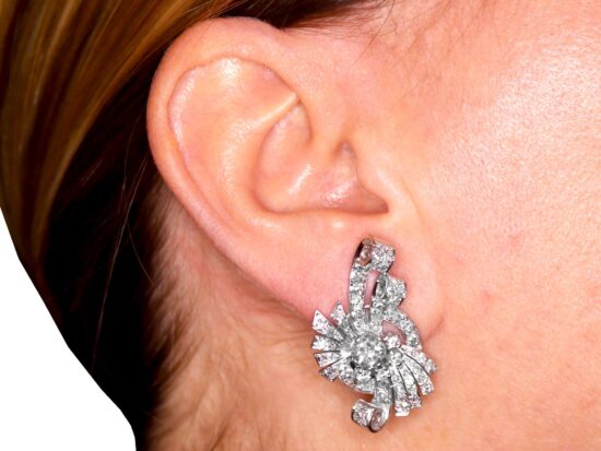 wearing art deco diamond earrings outside