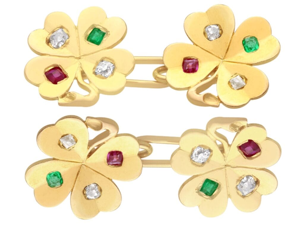 edwardian gold clover cufflinks