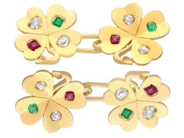 edwardian gold clover cufflinks