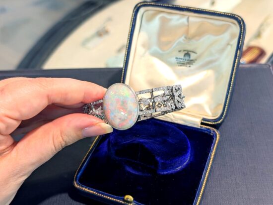 opal and diamond bracelet boxed