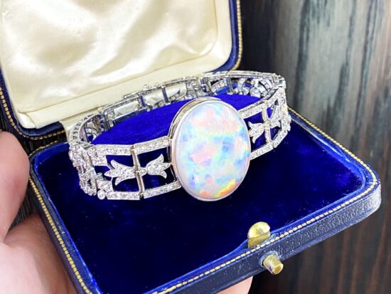 opal and diamond bracelet boxed
