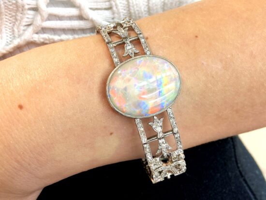 opal and diamond bracelet wearing