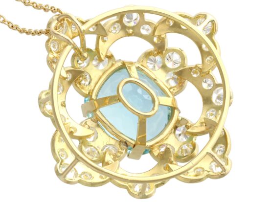 Large Aquamarine Pendant with Diamonds reverse
