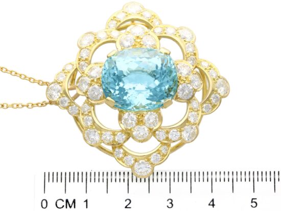 Large Aquamarine Pendant with Diamonds size