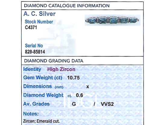 Zircon Bar Brooch Art Deco grading card
