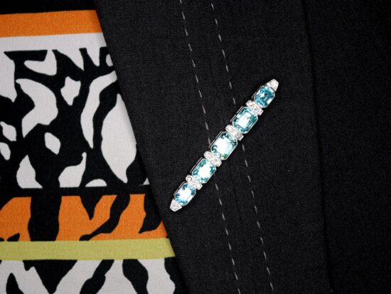 wearing Zircon Bar Brooch Art Deco