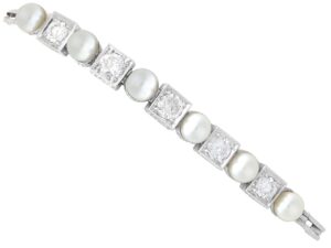 Antique Diamond Pearl White Gold Bracelet