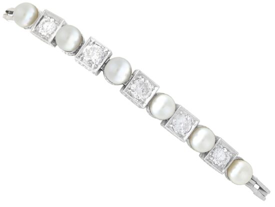 Antique Diamond Pearl White Gold Bracelet