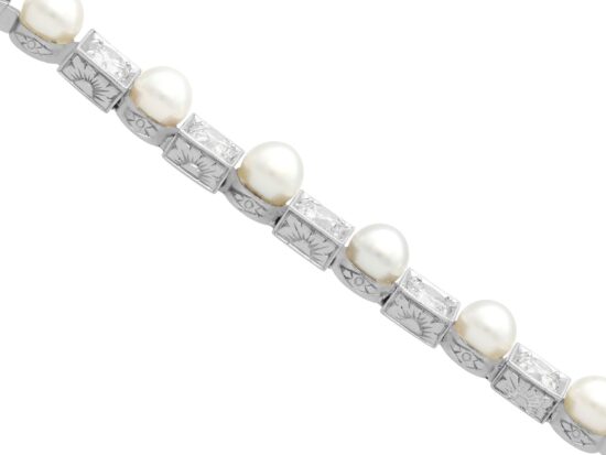 Diamond Pearl Bracelet Angled View