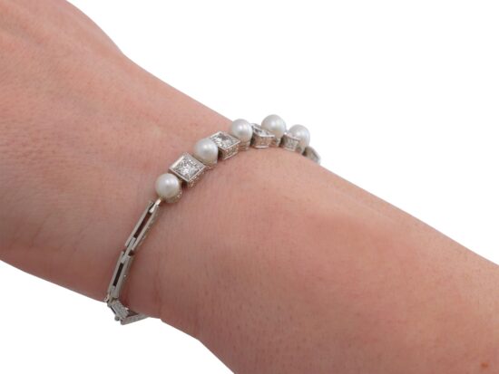 Antique White Gold Bracelet On-Wrist