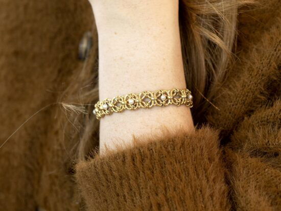 Natural Pearl Gold Bracelet On Wrist