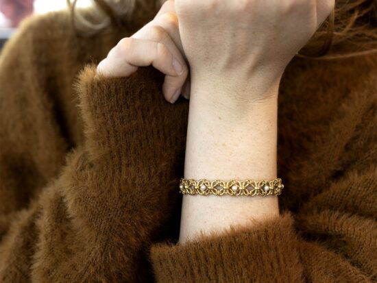 Victorian Pearl Bracelet Wearing Shot