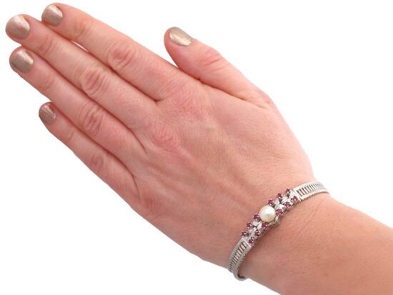Wearing Ruby White Gold Bracelet
