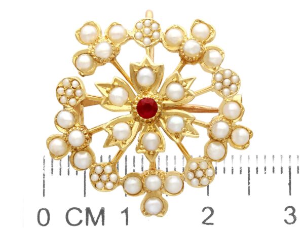 Antique pearl and Ruby Brooch size