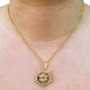Antique pearl and Ruby pendant wearing