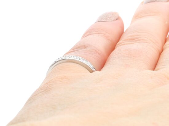 18ct White Gold Eternity Ring Vintage on finger