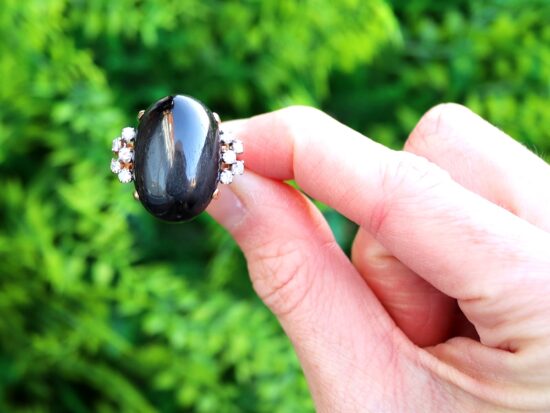 Star Onyx Ring with Diamonds outside