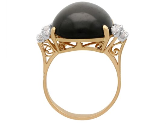 Star Onyx Ring with Diamonds in yellow gold