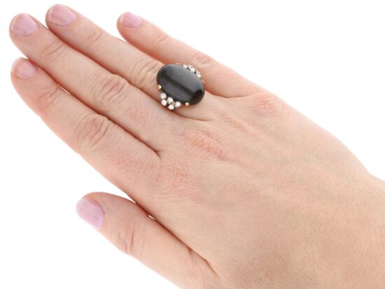 Star Onyx Ring with Diamonds wearing