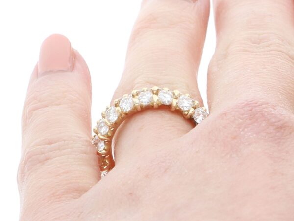Double Row Diamond Eternity Ring on finger