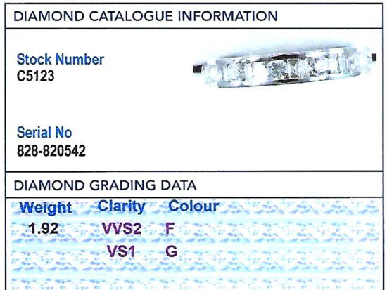 Baguette Diamond Eternity Ring White Gold grading card