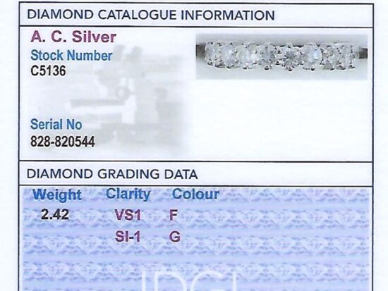 Vintage Full Diamond Eternity Ring grading card