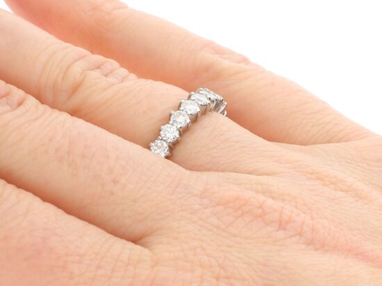 Vintage Full Diamond Eternity Ring on hand