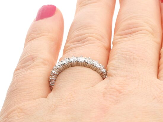Vintage Full Diamond Eternity Ring on finger