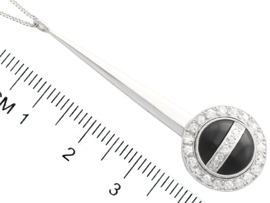 Art Deco Onyx Diamond Pendant size
