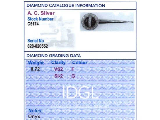 Art Deco Onyx Diamond Pendant grading card