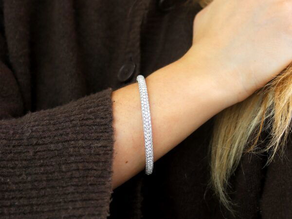 Diamond White Gold Bangle On Wrist