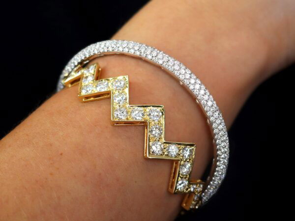 White Gold Diamond Bangle Worn