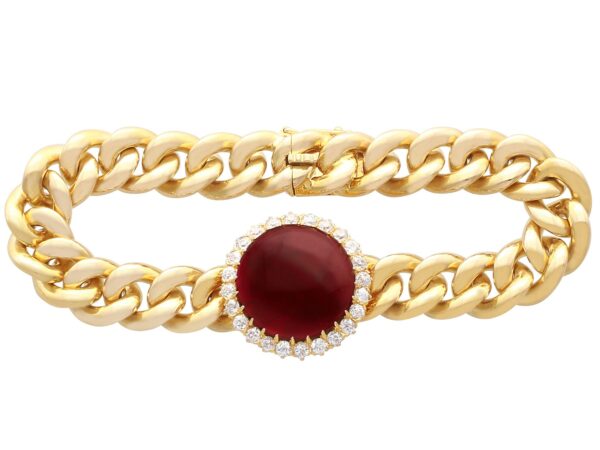 Victorian Garnet Diamond Gold Bracelet Front
