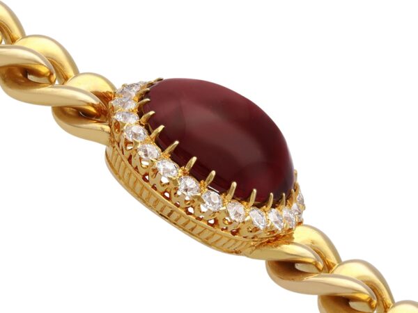 Cabochon Garnet Diamond Close-Up Side View