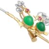 Chrysoprase Bird Brooch Detail