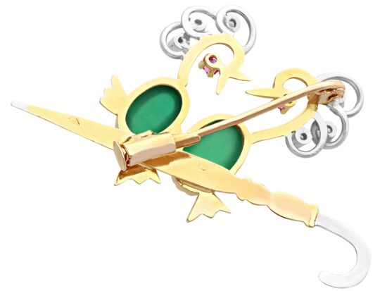 Yellow Gold Bird Brooch Reverse