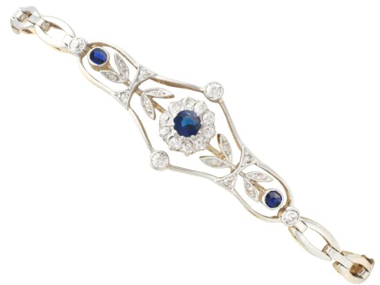 Antique Sapphire Diamond Yellow Gold Bracelet
